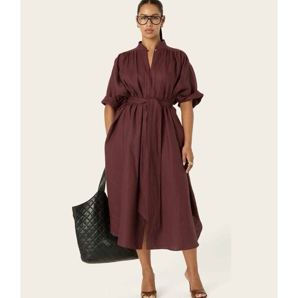 Ever By X The Multi Wear Shirt Dress Port Cacao Linen Burgundy Petite Lenght
